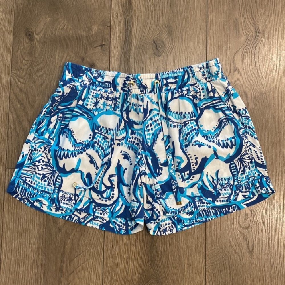 Lilly Pulitzer Katia Keep On Trunkin Elephant‎ Print Blue Sorts Size XXS.